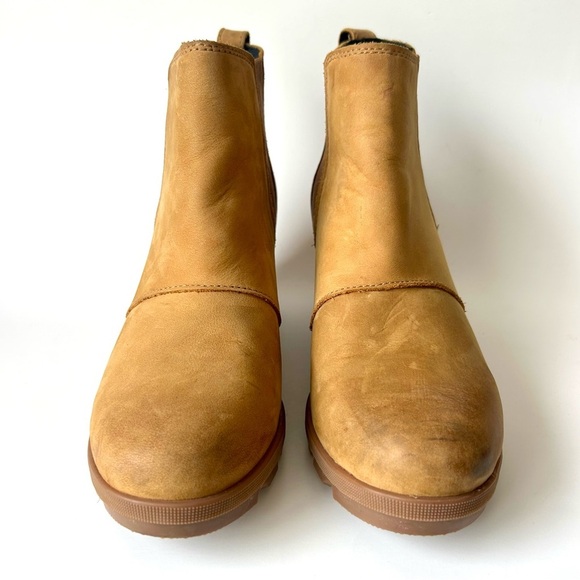 Sorel Joan Of Arctic Leather Wedge Chelsea II Bootie Boot Tan Camel Size 9 - Picture 6 of 15